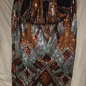 Sequin Geometric Pattern Backless Dress